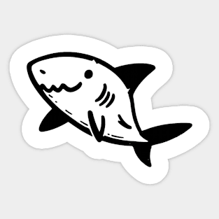 Stick Figure of a Shark in Black Ink Sticker